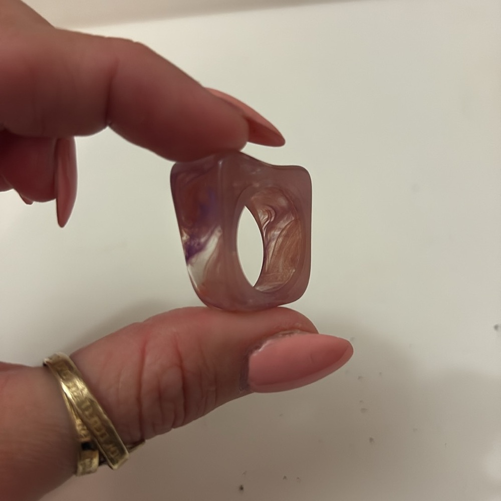 Asymmetrical Marbled Thick Resin Ring